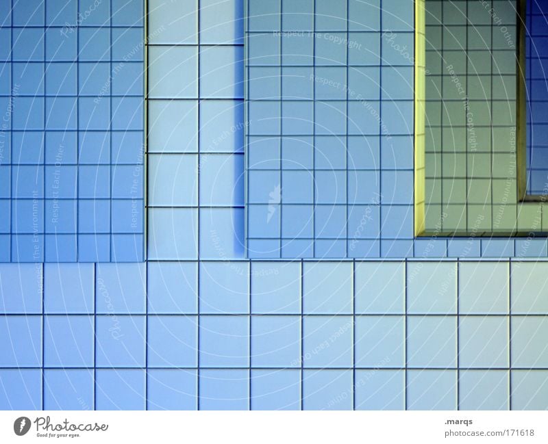Spieglein Farbfoto Innenaufnahme abstrakt Muster Strukturen & Formen Reflexion & Spiegelung Stil Design Bad Linie außergewöhnlich eckig einfach Sauberkeit blau