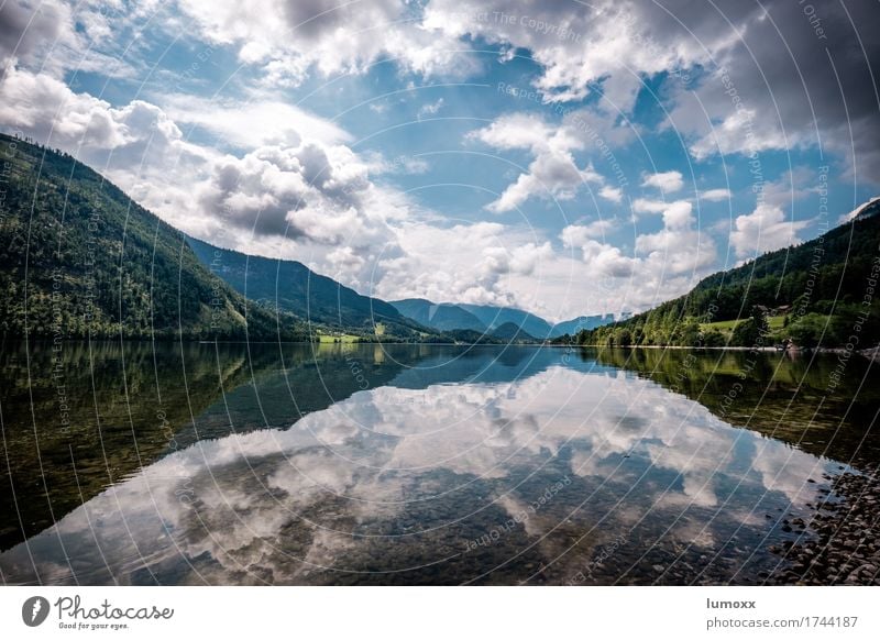 grundlsee Umwelt Natur Landschaft Wasser Himmel Wolken Sommer Seeufer Grundlsee blau grün weiß Österreich Salzkammergut Reflexion & Spiegelung Schwimmen & Baden