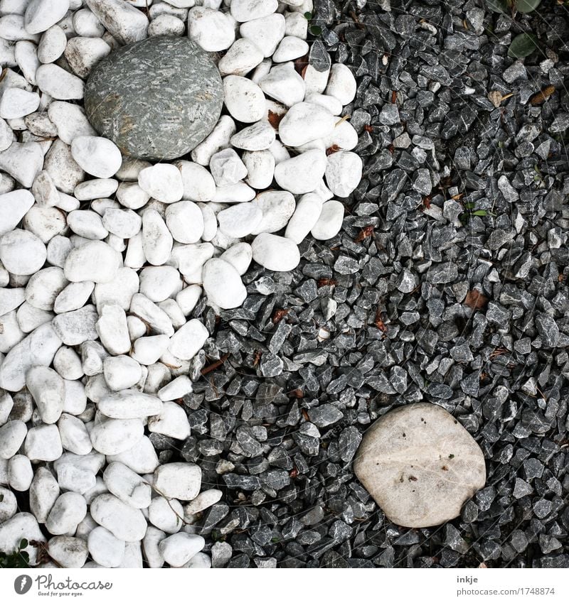 Yin und Yang Kieselsteine Stein Zeichen Ornament grau schwarz weiß ästhetisch Zufriedenheit Partnerschaft komplex Kreativität Leben Religion & Glaube