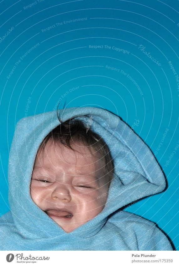 Die Leiden des jungen Plunder Mensch maskulin Baby Kopf 1 0-12 Monate schreien weinen blau Traurigkeit Wut Kapuze Haare & Frisuren Appetit & Hunger Ärger