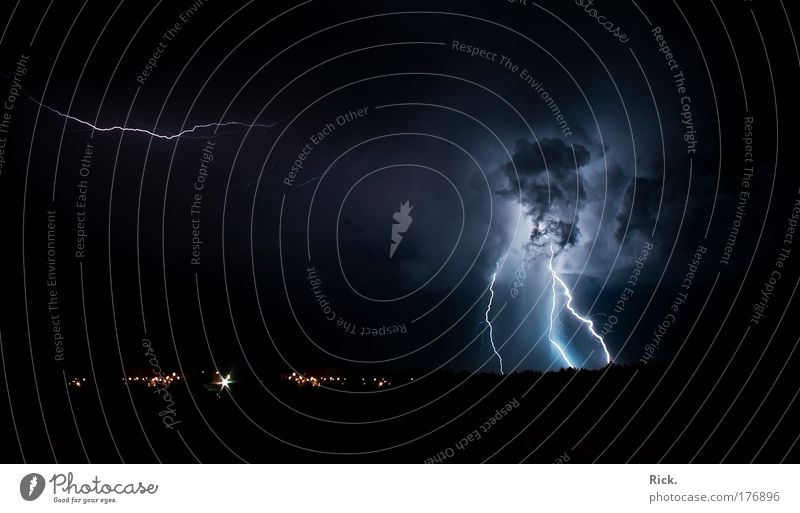 .Wärmegewitter 2.0 Menschenleer Textfreiraum links Textfreiraum unten Nacht Lichterscheinung Panorama (Aussicht) Energiewirtschaft Umwelt Natur Landschaft Luft