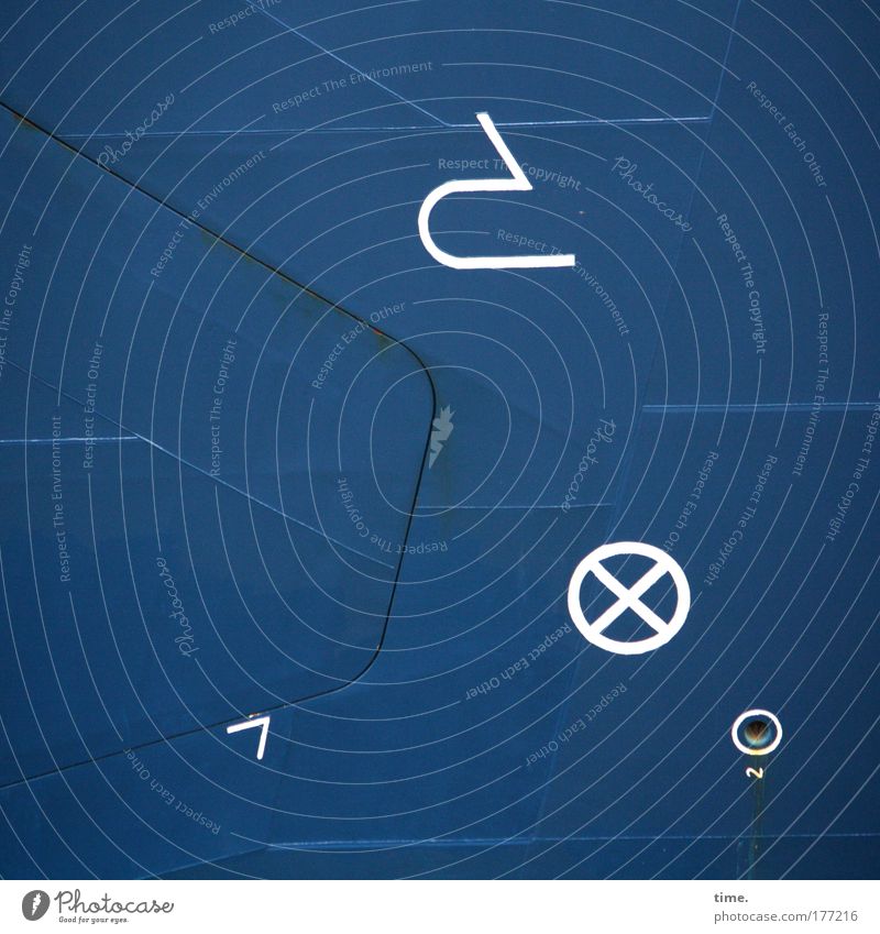 [KI09.1] - Masterplan Wasserfahrzeug Bordwand Metall blau Zeichen Symbole & Metaphern Geheimsprache Schweißnaht vier Blech verschoben aufeinander Hinweise