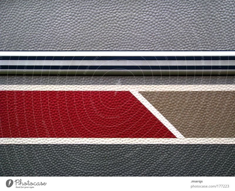 Abschnitt Gedeckte Farben abstrakt Muster Strukturen & Formen Design Mauer Wand Fassade Linie Streifen einfach hässlich einzigartig nerdig mehrfarbig grau rot