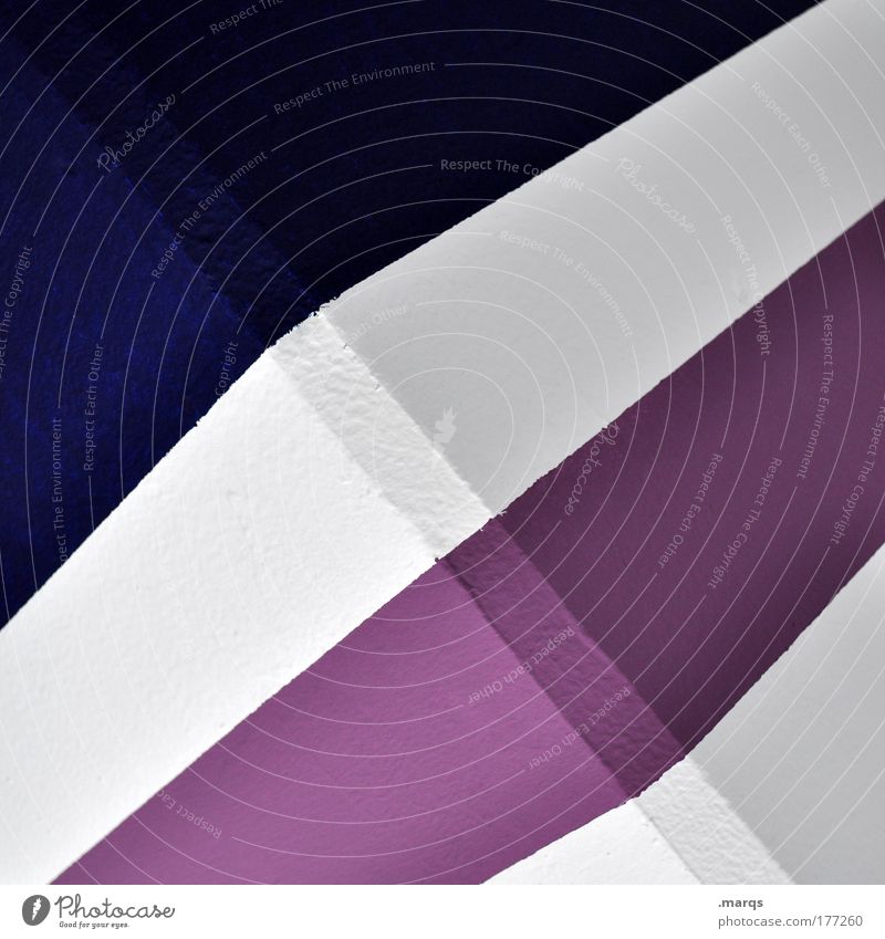 Simple Farbfoto abstrakt Muster Design Architektur Beton Linie Streifen eckig einfach Erfolg blau violett weiß Grafik u. Illustration Strukturen & Formen Ecke