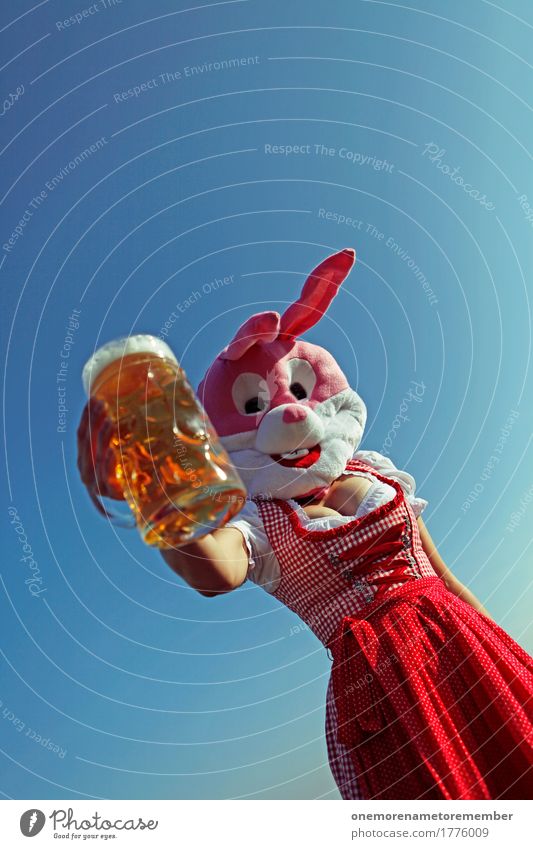 Oktoberfest - Zapft is! Lebensmittel Lifestyle Kunst ästhetisch Bier Biergarten Bierglas Bierschaum Bierkrug Trachtenkleid rot Kleid Bayern Hase & Kaninchen