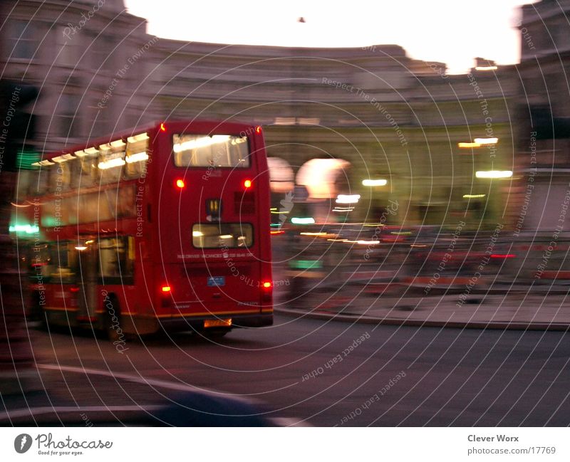 london in motion London Abend Europa Bus Bewegung Abenddämmerung Stadt