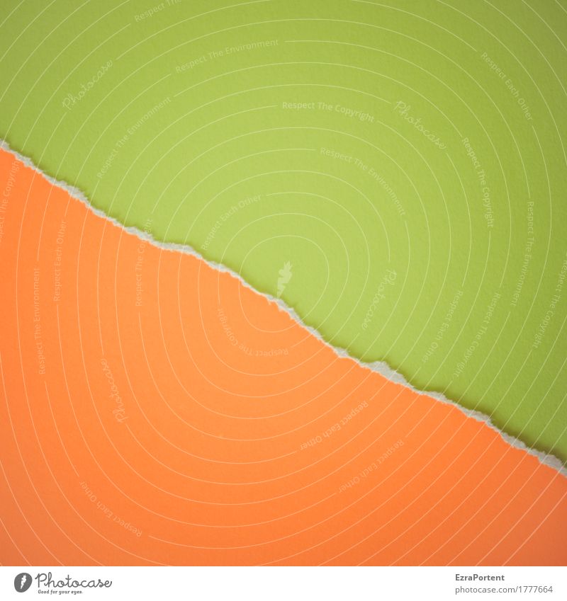 O~G Stil Design Dekoration & Verzierung Papier Schilder & Markierungen Linie ästhetisch grün orange Farbe Trennung Werbung diagonal Riss kaputt Zerreißen