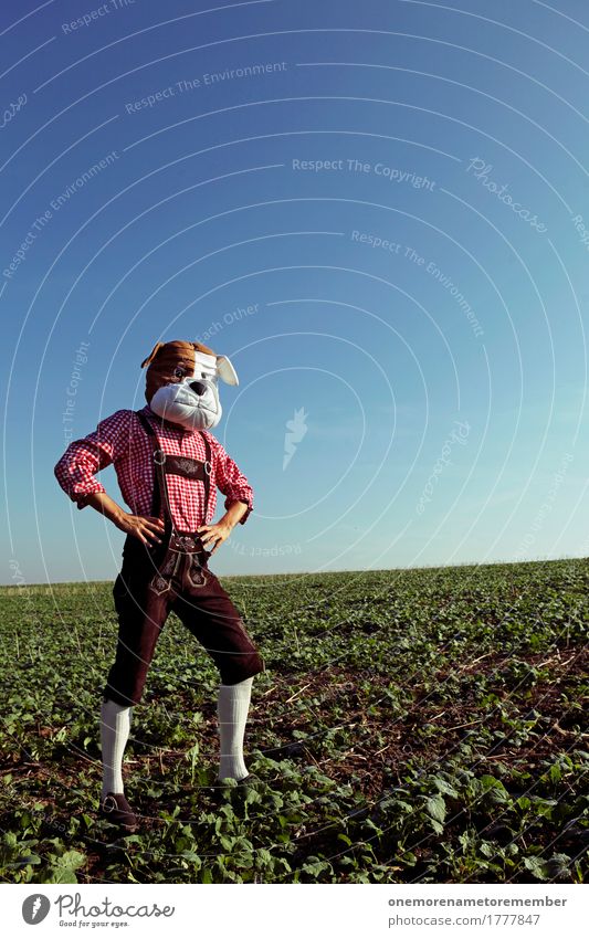 Oktoberfest - Auf Ihn! Kunst Kunstwerk ästhetisch Bayern Tradition Lederhose Bauernhof Landwirt Hemd verschränkt warten Körperhaltung Freude spaßig Spaßvogel
