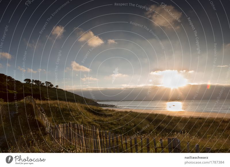 Sonnenuntergang am Strand in der Bretagne Meer Natur Landschaft Sonnenaufgang Sonnenlicht Atlantik Stimmung Glück Romantik friedlich Reinheit Glaube