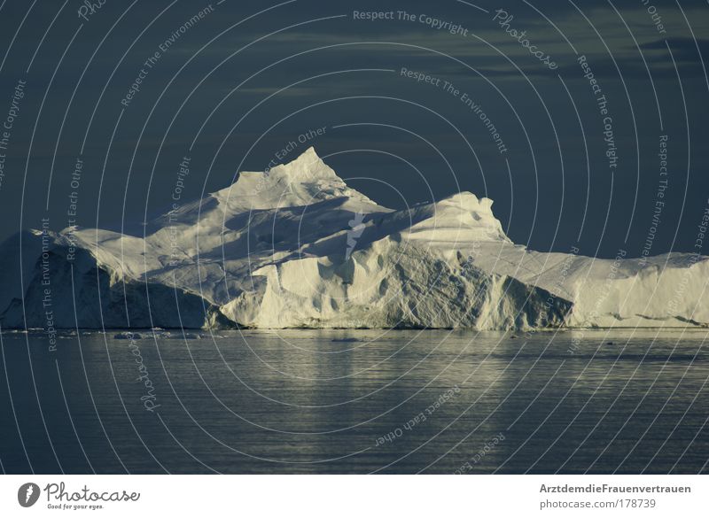 Eisberg in der Mitternachtssonne Farbfoto Außenaufnahme Menschenleer Dämmerung Licht Schatten Umwelt Natur Landschaft Wasser Sonne Klimawandel Schönes Wetter
