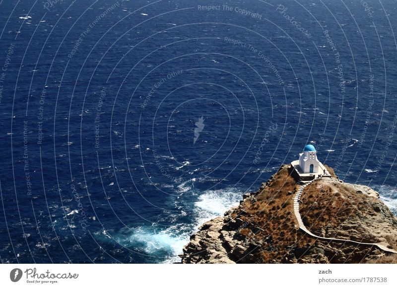 Nah am Wasser gebaut Ferien & Urlaub & Reisen Sommerurlaub Felsen Wellen Küste Meer Ägäis Mittelmeer Insel Kykladen Siphnos Sifnos Griechenland Kirche Kapelle