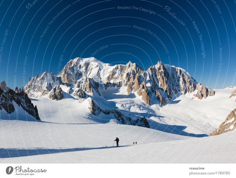 Skibergsteiger auf dem Vallée Blanche-Gletscher, Chamonix, Frankreich schön Ferien & Urlaub & Reisen Tourismus Ausflug Abenteuer Expedition Winter Schnee
