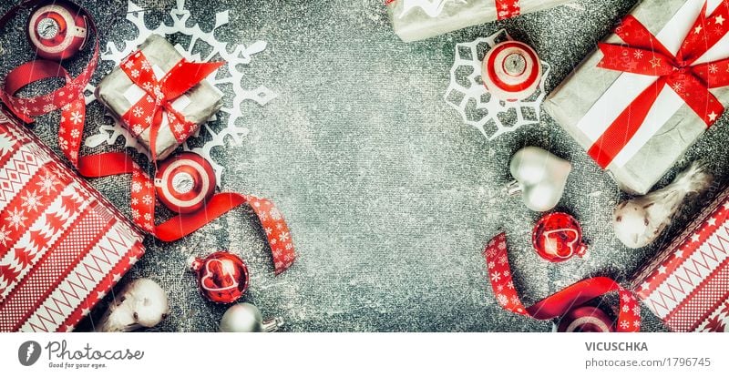 Weihnachten Hintergrund mit Geschenken und Schneeflocken kaufen Stil Design Freude Winter Dekoration & Verzierung Feste & Feiern Weihnachten & Advent Zeichen