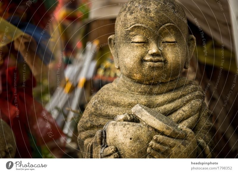 Monk Statue Ferien & Urlaub & Reisen Tourismus Chiangmai Thailand Tempel achtsam Buddha Buddha Statue Mönch Religion & Glaube Bettler Stein Meditation Gebet