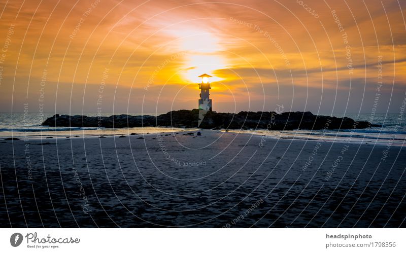 Solar Sunset Ferien & Urlaub & Reisen Tourismus Sommerurlaub Strand Meer Natur Landschaft Khao Lak Thailand Stimmung ruhig Sonnenuntergang Leuchtturm