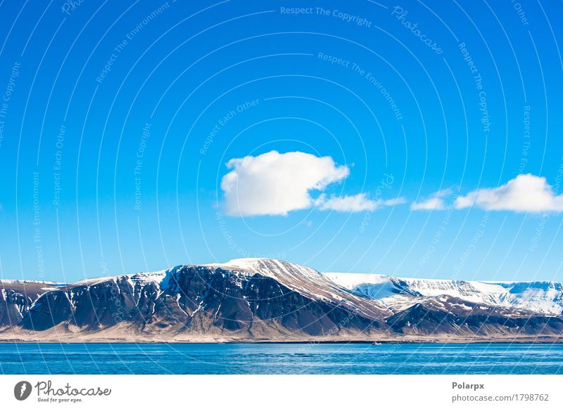 Berg im isländischen Ozean schön Ferien & Urlaub & Reisen Tourismus Sommer Meer Insel Schnee Berge u. Gebirge Natur Landschaft Himmel Wolken Klima Wetter Felsen