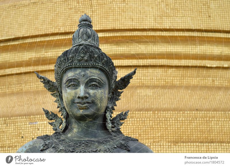 Fernweh Skulptur Bangkok Hauptstadt Menschenleer Tempel Sehenswürdigkeit Metall glänzend Ferien & Urlaub & Reisen exotisch Ferne gold Zufriedenheit Energie