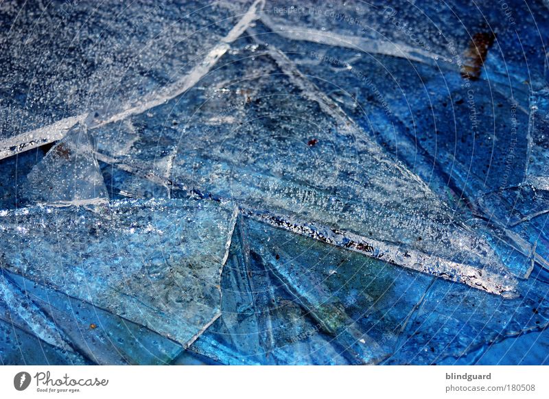 Coming Soon Farbfoto Detailaufnahme Menschenleer Tag Reflexion & Spiegelung Wasser Winter Eis Frost frieren fest kalt nass blau weiß Reinheit gefährlich