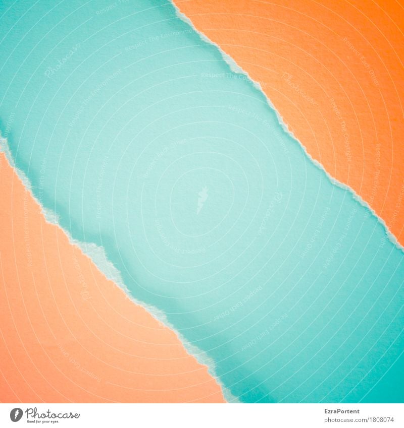 o~B~o Stil Design Dekoration & Verzierung Flussufer Papier Linie Streifen blau orange türkis Farbe Werbung Hintergrundbild Untergrund Trennung Riss kaputt