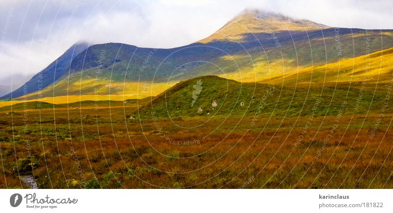 Herbst Schottland Berge Ferien & Urlaub & Reisen Tourismus Berge u. Gebirge Umwelt Natur Landschaft Himmel Wolken Klima Wetter Hügel Gipfel Highlands Farbe