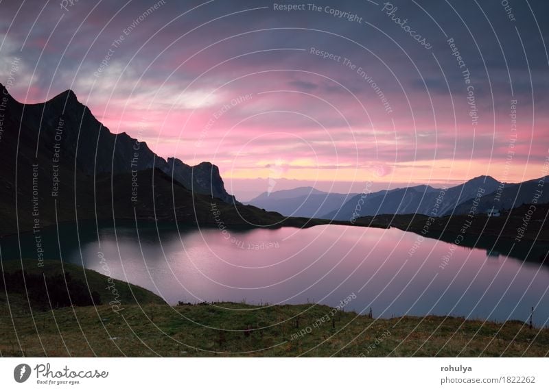 dramatischer Sonnenuntergang über Alpensee Schrecksee, Deutschland Ferien & Urlaub & Reisen Berge u. Gebirge Natur Landschaft Himmel Felsen See dunkel rosa rot