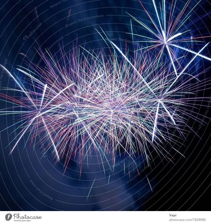 Blaues buntes Feuerwerk Design schön Dekoration & Verzierung Feste & Feiern Weihnachten & Advent Silvester u. Neujahr Geburtstag Kunst Himmel dunkel hell neu