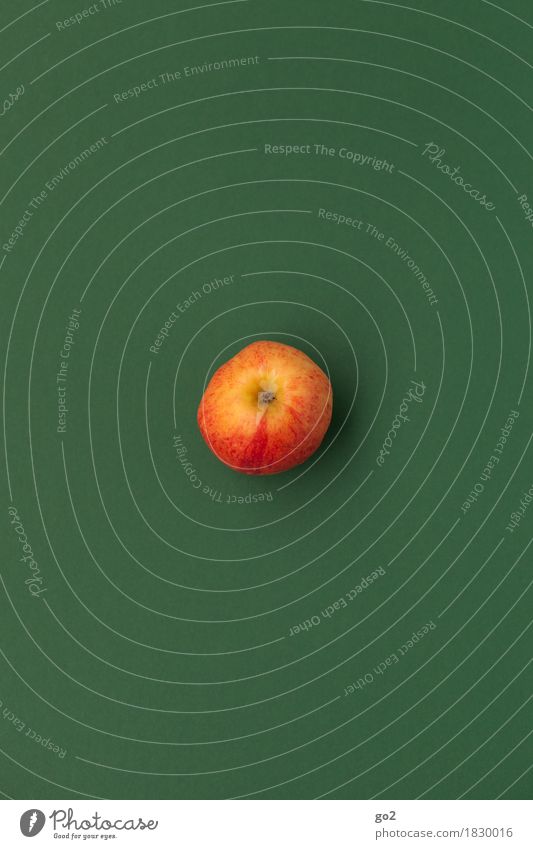 Apfel Lebensmittel Frucht Ernährung Bioprodukte Vegetarische Ernährung Diät Fasten Gesundheit Gesunde Ernährung einfach lecker rund saftig grün rot Farbfoto