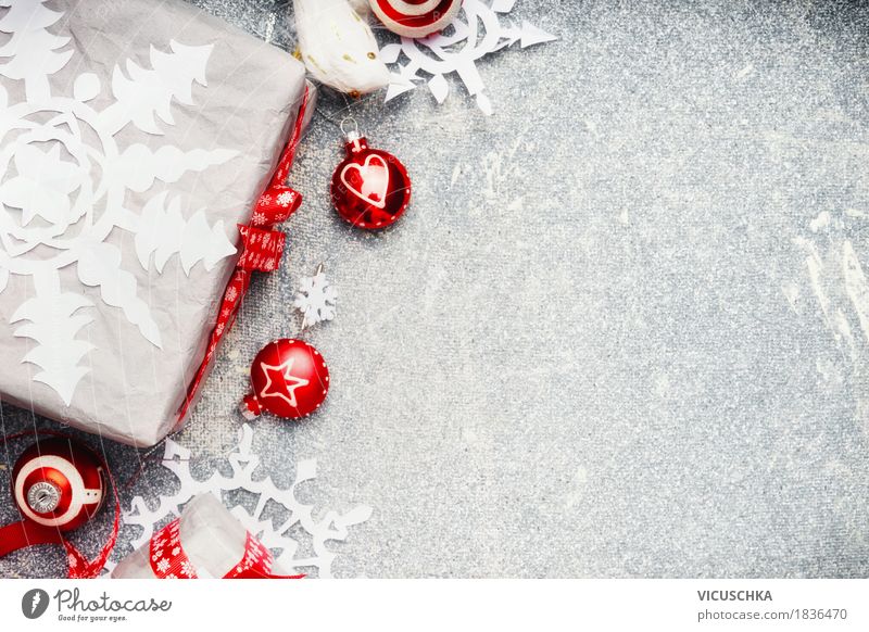 Weihnachten Hintergrund mit weiß roter Geschenkverpackung Stil Design Freude Leben Winter Dekoration & Verzierung Feste & Feiern Weihnachten & Advent Zeichen