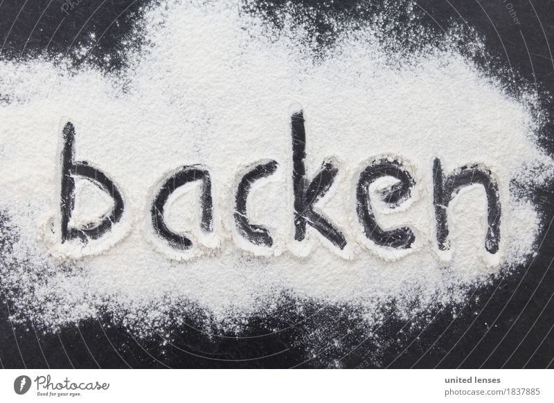 AKCGDR# Weihnachtsbäckerei I Kunst Kunstwerk ästhetisch backen Mehl Küche Küchentisch gemalt Buchstaben weiß schwarz Lebensmittel Kreativität