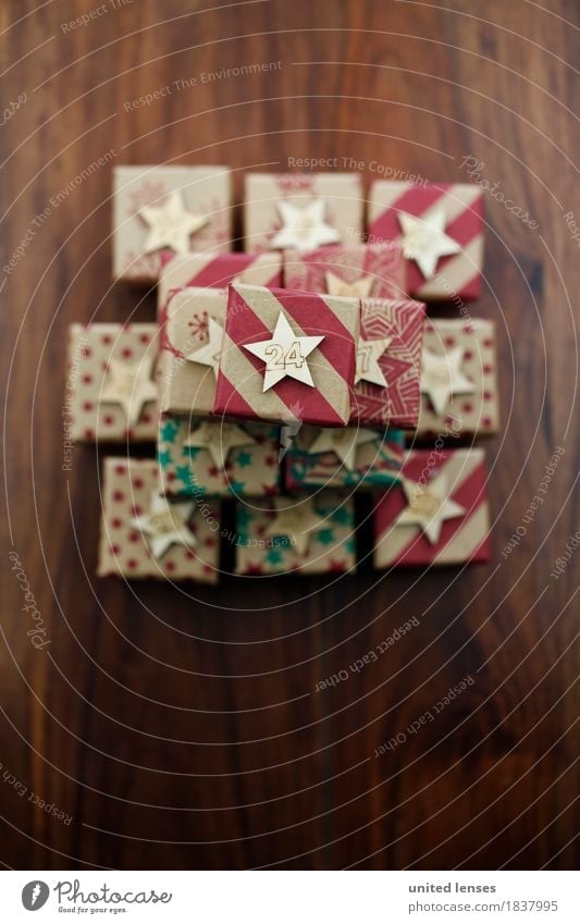AKCGDR# Bescherung VIII Kunst Kunstwerk ästhetisch Geschenk Paket Weihnachten & Advent viele Postkarte 24 Vorfreude Dezember Kalender Adventskalender Farbfoto
