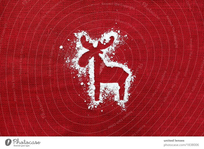 AKCGDR# Schneespur VII Kunst Kunstwerk ästhetisch Rentier Weihnachten & Advent Postkarte Strukturen & Formen rot Dezember Kreativität Silhouette Umrisslinie