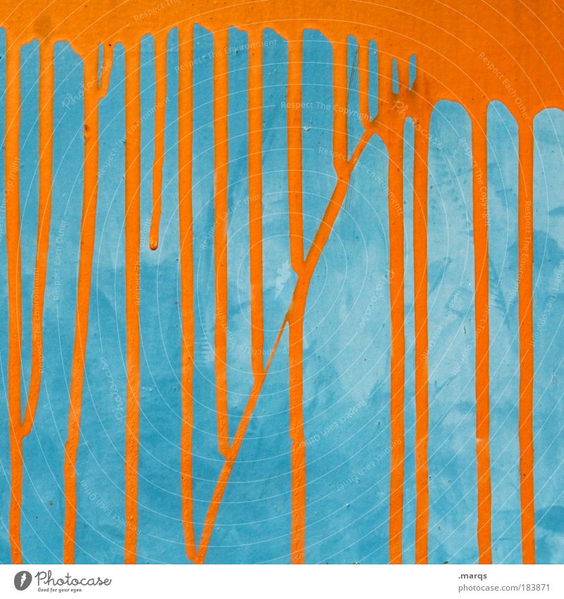 Anstrich Stil Design Linie leuchten außergewöhnlich einzigartig retro blau Farbe skurril Wandel & Veränderung orange Kontrast Farbfoto mehrfarbig Detailaufnahme
