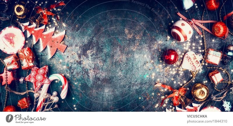 Weihnachten Hintergrund mit Süßigkeiten und Dekorationen Stil Design Freude Häusliches Leben Feste & Feiern Weihnachten & Advent Dekoration & Verzierung