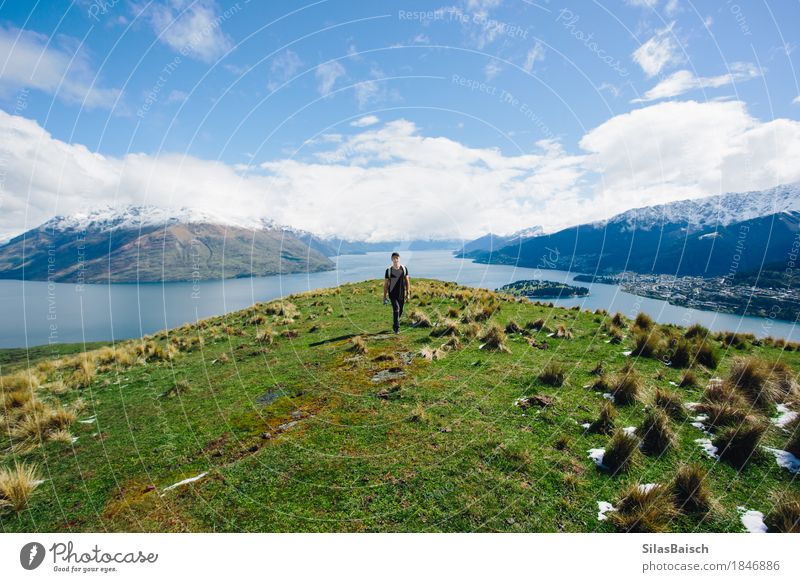 Queenstown und Lake Wakatipu Lifestyle Freude Ferien & Urlaub & Reisen Ausflug Abenteuer Ferne Freiheit Berge u. Gebirge wandern Mensch Junger Mann Jugendliche