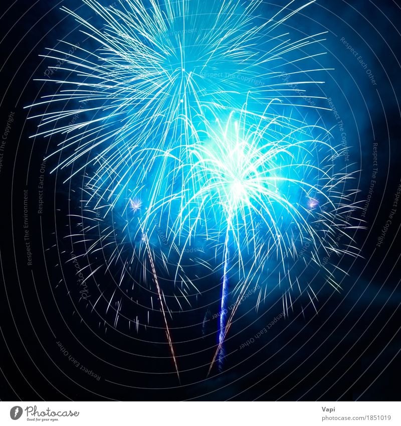 Blaue Feuerwerke auf dem schwarzen Himmel Design Freude Freiheit Dekoration & Verzierung Nachtleben Entertainment Party Veranstaltung Feste & Feiern