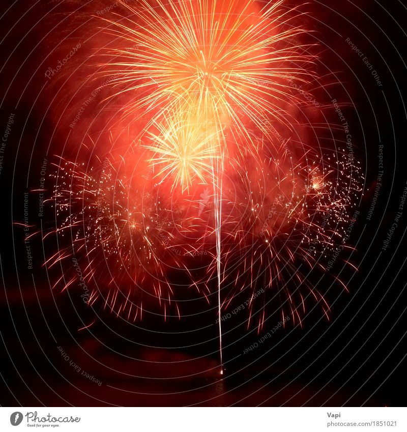 Rote bunte Feuerwerke auf dem schwarzen Himmel Design Freude Freiheit Dekoration & Verzierung Nachtleben Entertainment Party Veranstaltung Feste & Feiern