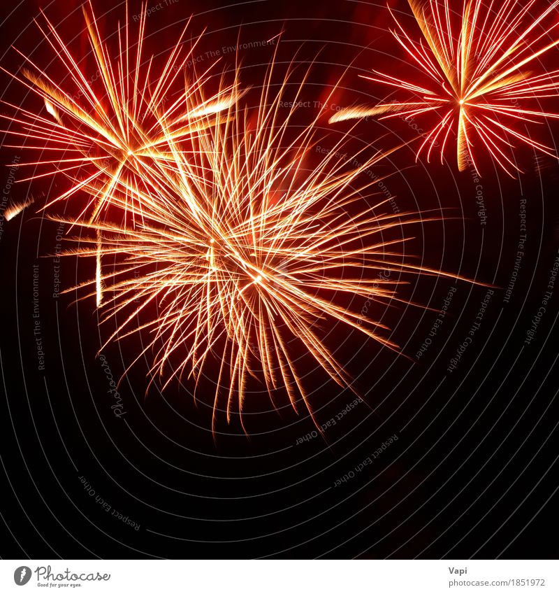 Bunte rote und orange Feuerwerke auf dem schwarzen Himmel Design Freude Dekoration & Verzierung Nachtleben Entertainment Party Veranstaltung Feste & Feiern