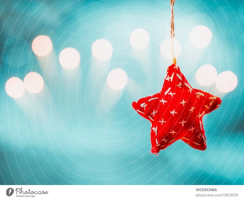 Weihnachten Hintergrund mit dem hängenden roten Stern Stil Design Freude Feste & Feiern Weihnachten & Advent Dekoration & Verzierung Zeichen Ornament Stimmung