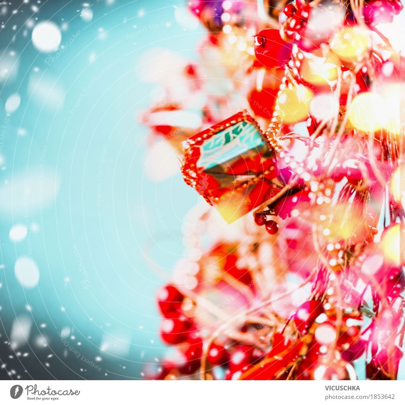 Fröhliche Weihnachten Hintergrund mit Schnee und Bokeh Stil Design Freude Dekoration & Verzierung Party Veranstaltung Feste & Feiern Weihnachten & Advent Natur
