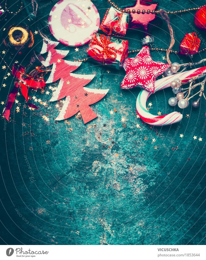Weihnachtskarte Stil Design Winter Dekoration & Verzierung Feste & Feiern Weihnachten & Advent Zeichen Ornament Kugel retro Tradition altehrwürdig
