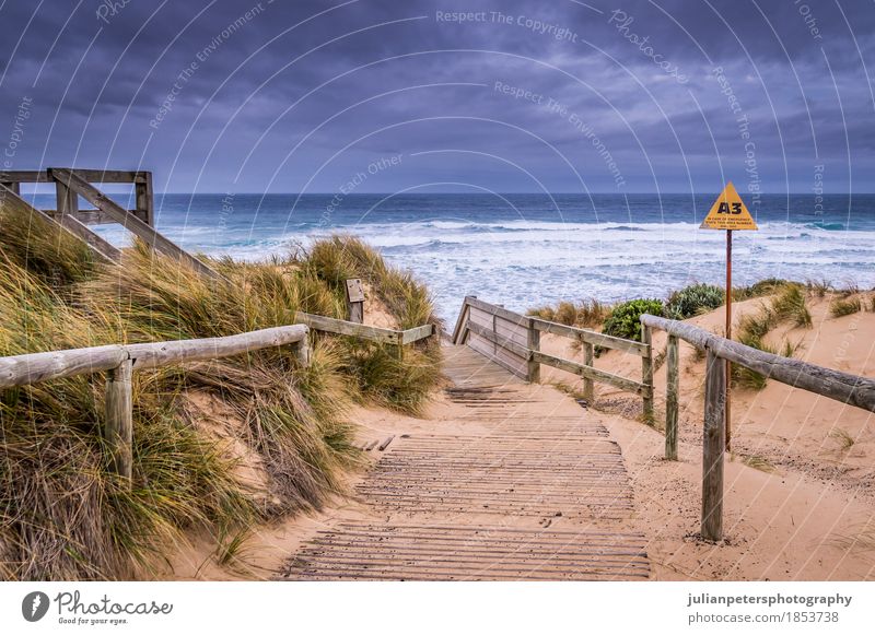 Kap Woolamai Strand in Phillip Island Lifestyle Freude Leben Ferien & Urlaub & Reisen Sonnenbad Meer Insel Wellen Natur Landschaft Sand Himmel Gras Urwald
