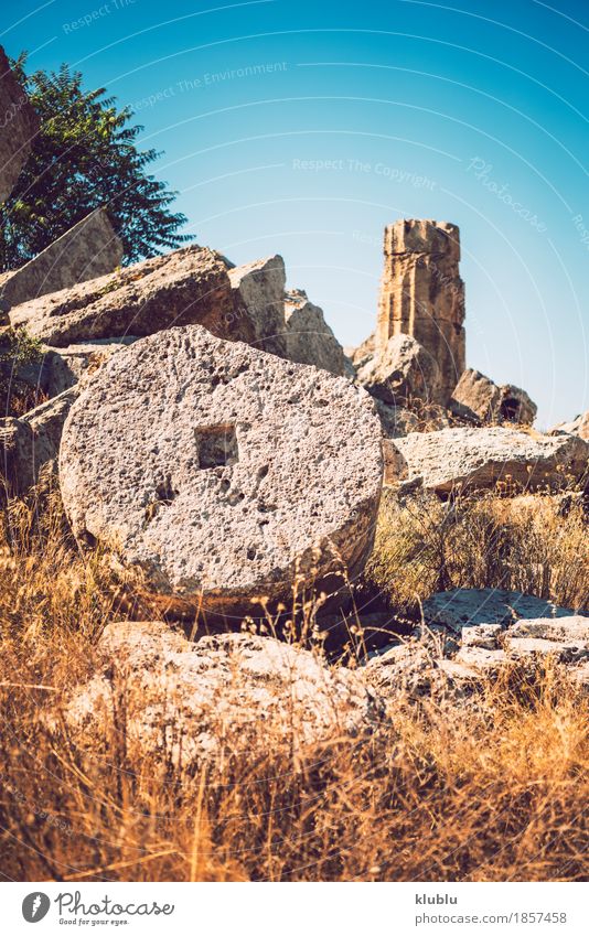 Altgriechischer Tempel in Selinunte, Sizilien, Italien. Detailansicht. Ferien & Urlaub & Reisen Tourismus Kultur Landschaft Himmel Ruine Gebäude Architektur