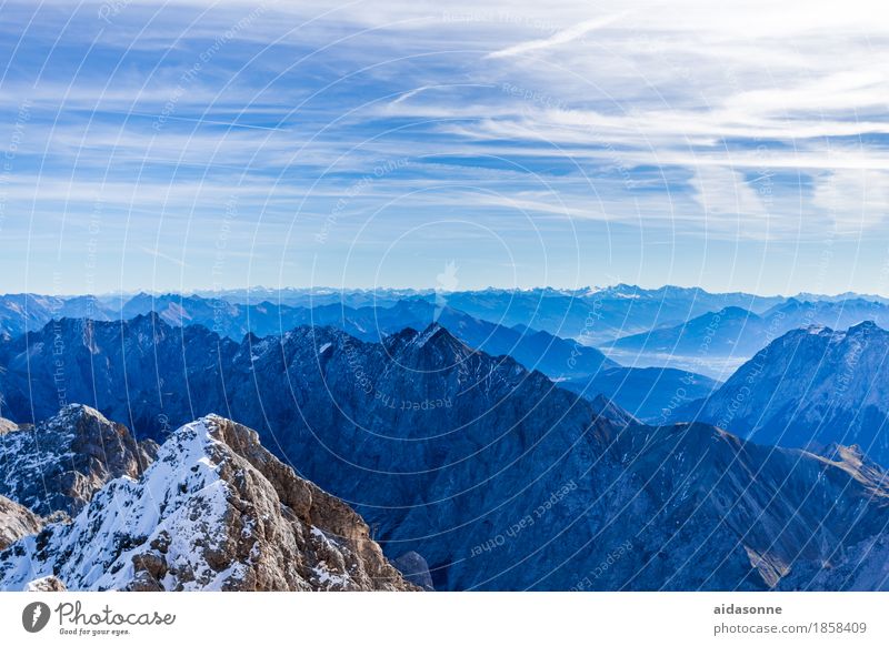 Alpen Natur Landschaft Erde Schönes Wetter Berge u. Gebirge Gipfel Schneebedeckte Gipfel Zufriedenheit Lebensfreude Begeisterung achtsam Vorsicht Gelassenheit