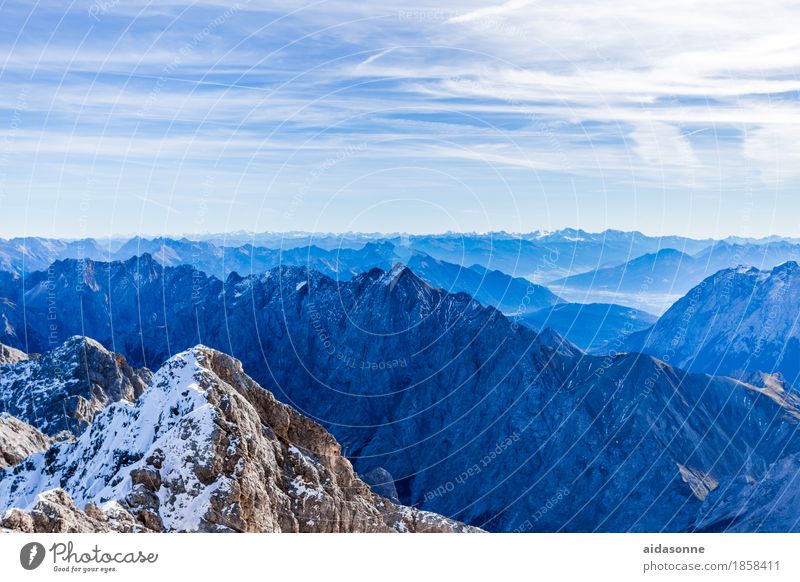 Alpenland Landschaft Felsen Berge u. Gebirge Gipfel Schneebedeckte Gipfel Gletscher Blick wandern Farbfoto Außenaufnahme Menschenleer Tag Panorama (Aussicht)