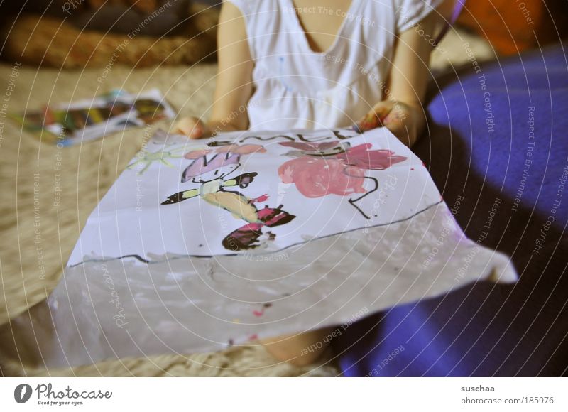 happy birthday pc .. feminin Kind Mädchen 1 Mensch 3-8 Jahre Kindheit Kunst Künstler Kunstwerk Gemälde Freude Vorfreude einzigartig Brust Arme Hand stoppen
