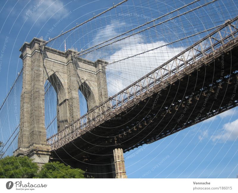 Brooklyn Bridge Ferien & Urlaub & Reisen Tourismus Ausflug Städtereise Landschaft Himmel Schönes Wetter Stadtrand Brücke Bauwerk Sehenswürdigkeit Wahrzeichen