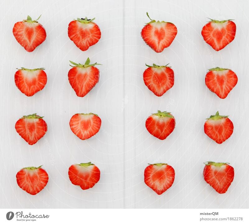 4x4 Erdbeeren II Kunst Kunstwerk ästhetisch 16 Muster Erdbeereis Erdbeerblüte Erdbeersorten Erdbeermarmelade Erdbeerjoghurt Erdbeer Shake Vor hellem Hintergrund