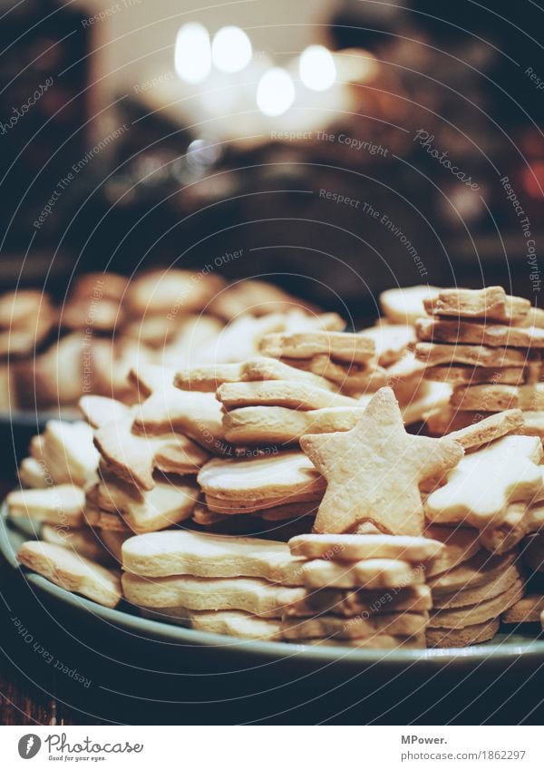 backzeug Lebensmittel Ernährung Bioprodukte Vegetarische Ernährung Fingerfood hell Weihnachten & Advent backen Keks Stern Teller süß Süßwaren lecker Farbfoto