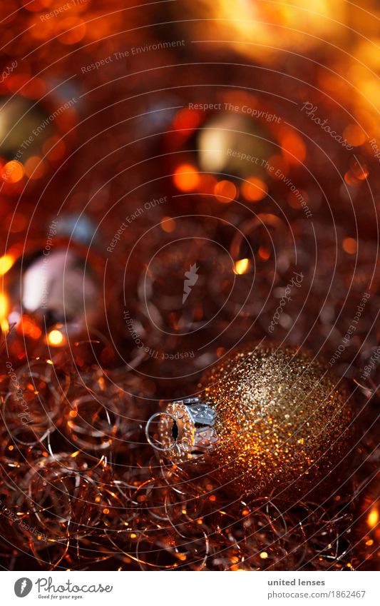 AKCGDR# Lichteln 4 Kunst Kunstwerk ästhetisch Weihnachten & Advent Postkarte Christbaumkugel gold Vorfreude Dekoration & Verzierung Farbfoto mehrfarbig