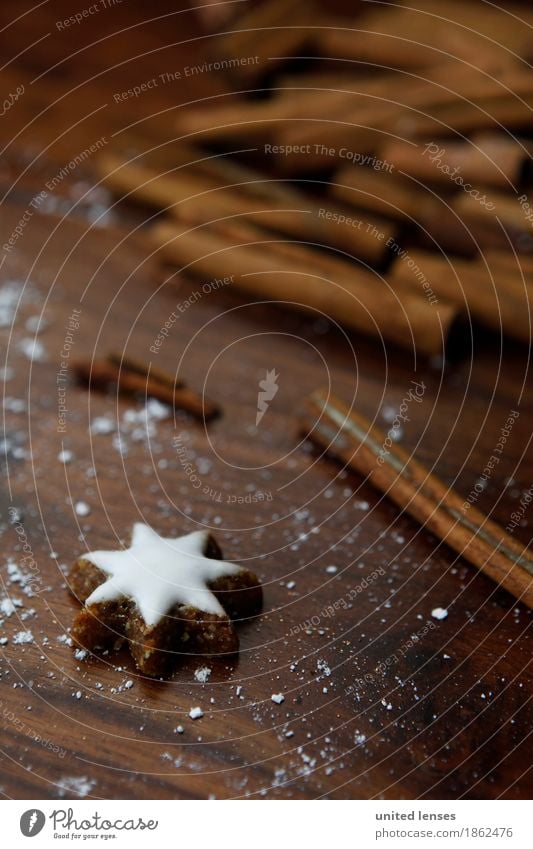 AKCGDR# Zimt+Stern Kunst ästhetisch Zimtstern Postkarte Adventskalender Zucker Weihnachten & Advent lecker braun Stern (Symbol) Farbfoto mehrfarbig